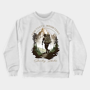 Sawtooth Mountains Stanley Idaho Hiking Scene Crewneck Sweatshirt